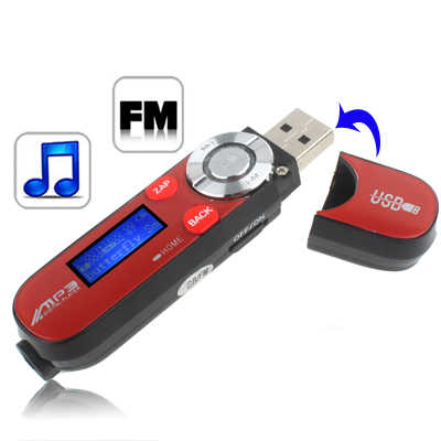 2GB MP3 Player with LCD Screen, Support FM Radio (Red) - Click Image to Close